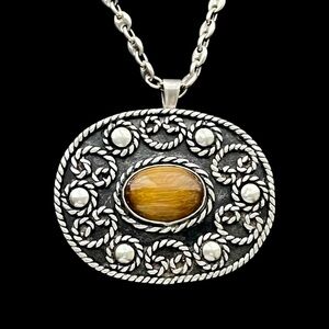 Vintage Los Ballesteros sterling silver tigers eye pendant